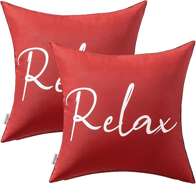 MIULEE Outdoor Waterproof Throw Pillow Covers Set of 2 Relax Decorative Outdoor Square Pillowcases for Chair Patio Garden Couch Tent Balcony Sofa Red 20x20 Inch