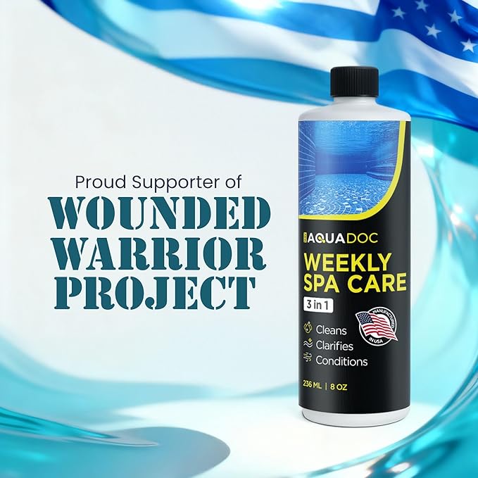 AquaDoc 3 in 1 Hot Tub Weekly Care - Concentrated Spa Water Conditioning Treatment to Help Reduce Residue, Improve Water Appearance, Enhance Comfort - Hot Tub Chemicals Made in USA - 8 oz