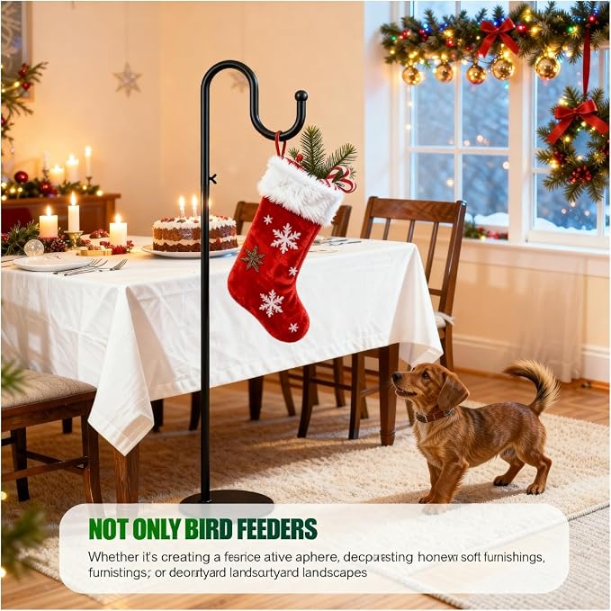 76" Shepherds Hook Stand for Indoor & Outdoor, Heavy Duty Adjustable Plant Hanger with Weighted Base, Bird Feeder Pole for Hanging Plants, Lanterns, Wind Chimes & Wreath