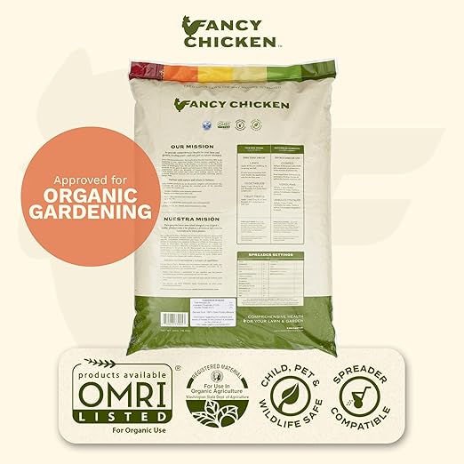 Fancy Chicken 40lb All-Purpose Organic Lawn & Garden Food, 100% Dried Pelleted Poultry Manure Fertilizer (Covers up to 10,000 sq ft)