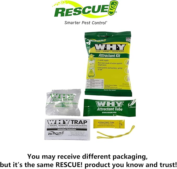 RESCUE! Non-Toxic Wasp, Hornet, Yellowjacket Trap (WHY Trap) Attractant Refill - 2 Week Refill - 8 Pack