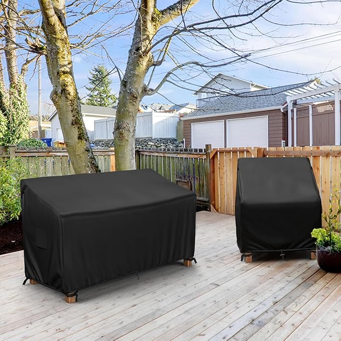 MR.COVER 3-Seater Outdoor Couch Cover Waterproof, Patio Furniture Cover for Sofa, Heavy Duty Outdoor Sofa Covers, Polyester & Double-Stitched Seams, Fits up to 72" W x 32" D x 35" H, Classic Black