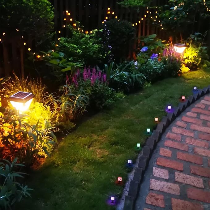 28FT Solar Ice Block String Lights, 20LED Outdoor Waterproof String Lights with 8 Lighting Modes, Garden Patio Wedding Camping Christmas Party Decorations (Colorful)