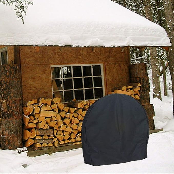 48 Inch Firewood Log Hoop Rack Cover Only Heavy Duty Outdoor Round Ring Loop Wood Storage Holder Cover Circular with Waterproof Zipper Waterproof Black