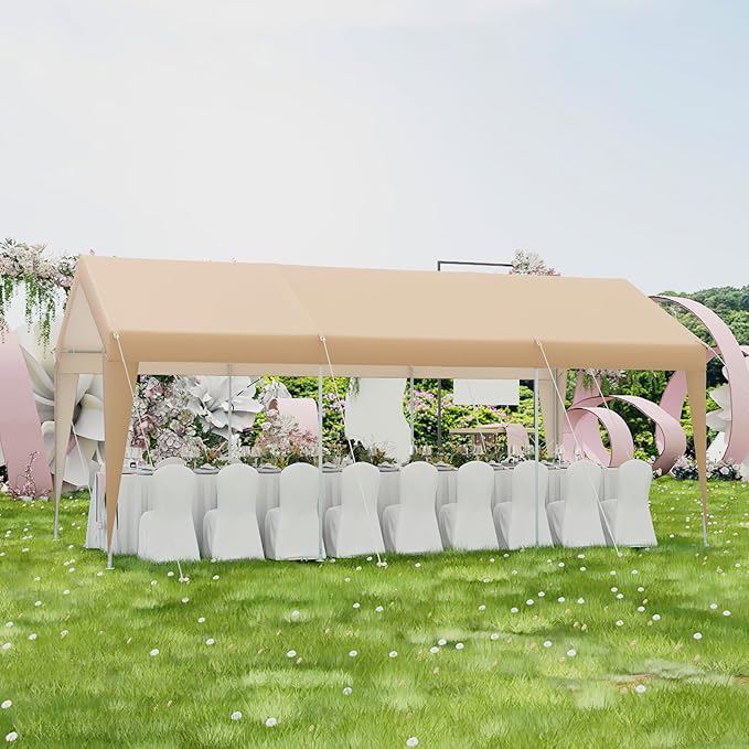Tangkula 10x20 Ft Heavy-Duty Carport, Portable Garage Tent Carport with Galvanized Steel Frame, All-Season Tarp, Outdoor Car Canopy Shelter for Car, Truck, SUV, Boat