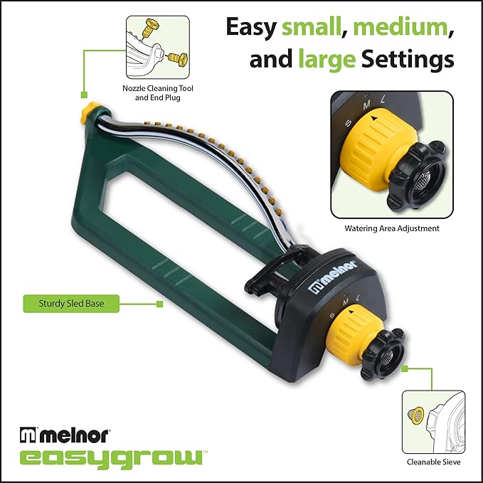 Melnor 65151AMZ Oscillating Sprinkler with 15 Precision Nozzles and QuickConnects