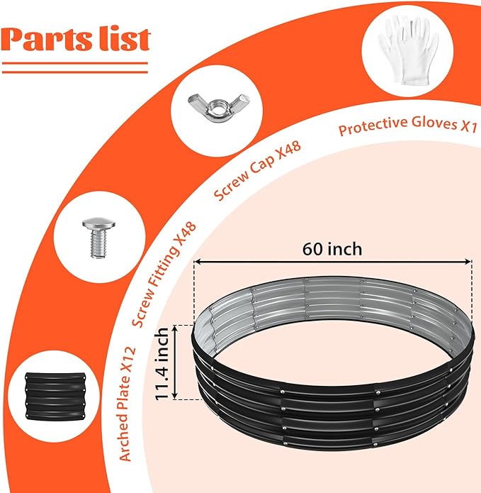 YSEJOMP 60 Inch Round Galvanized Fire Pit Ring/Fire Ring - Foldable and Perfect for Outdoor Gatherings and Campfires in The Yard/Garden/Park/Beach (Black+Gray, 5 FT Diameter+1 FT Tall)