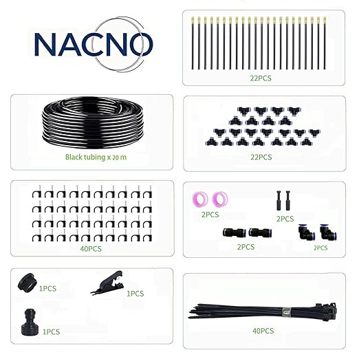 Drip Irrigation System,360° Bendable Drip Irrigation Kit Automatic Irrigation System for Garden, Adjustable Garden Watering Misting System for Greenhouse, Yard, Lawn, Plant(66FT)