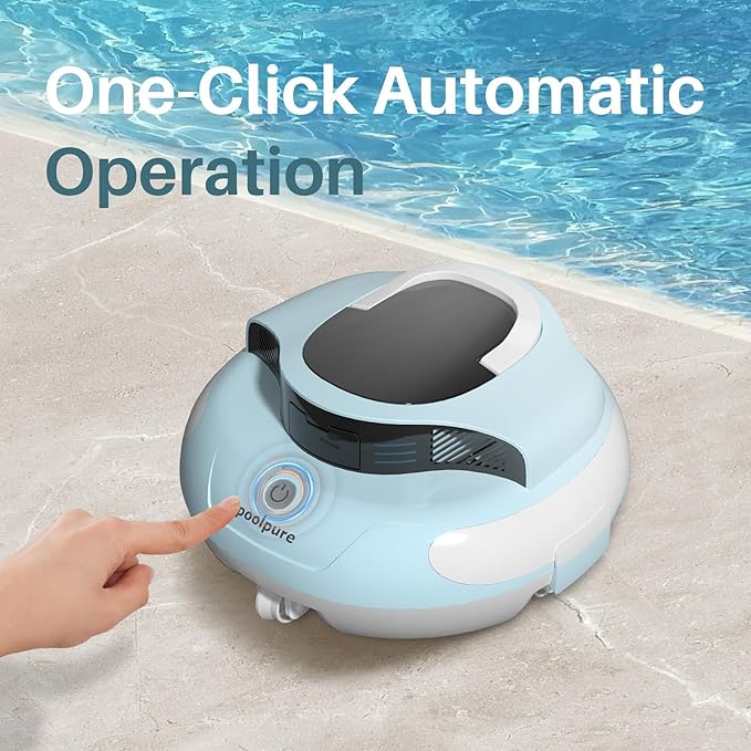 Cordless Powerful Pool Vacuum (Dual Motors) 5000mAh Battery, 120 Minutes Runtime for Flat Pools Up to 1000 Sq.Ft (Blue)
