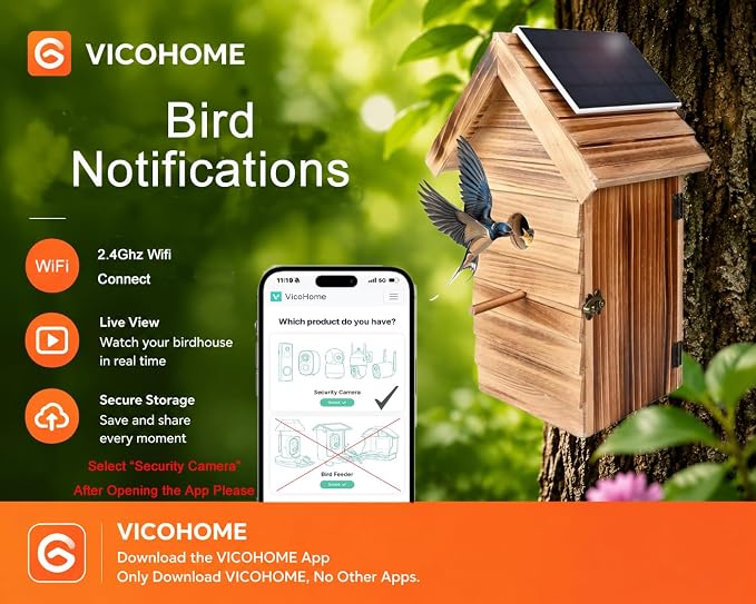 Smart Bird House with Camera, 2.4G WiFi & App Alerts, 160° Wide View 1080P HD Wireless Birdhouse, Auto Capture Bird Video & Motion Detection, Smart Bird House Camera Solar Powered (Dark, Normal)