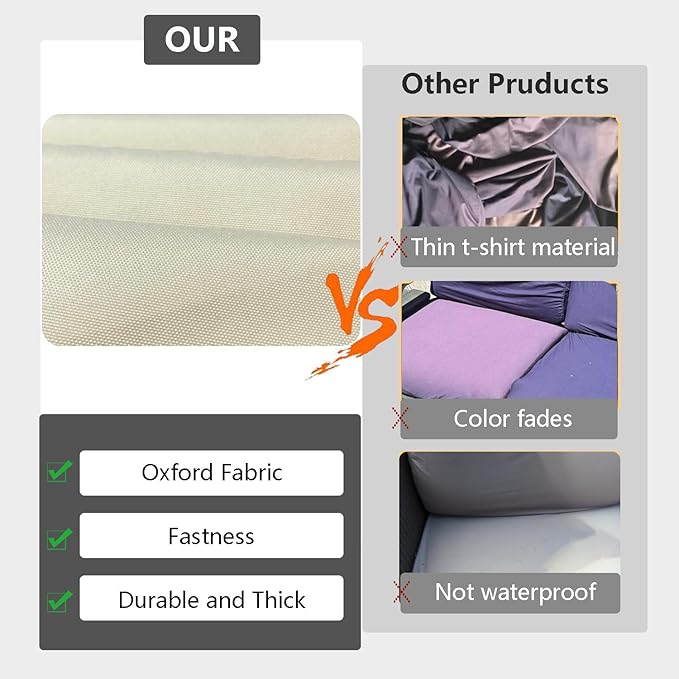 FLYMEI Patio Cushion Covers 24x22x4 Waterproof Outdoor Cushion Cover Replacement 4Packs Outdoor Seat Cushion Slipcover for Rattan Chair Sofa, Ivory