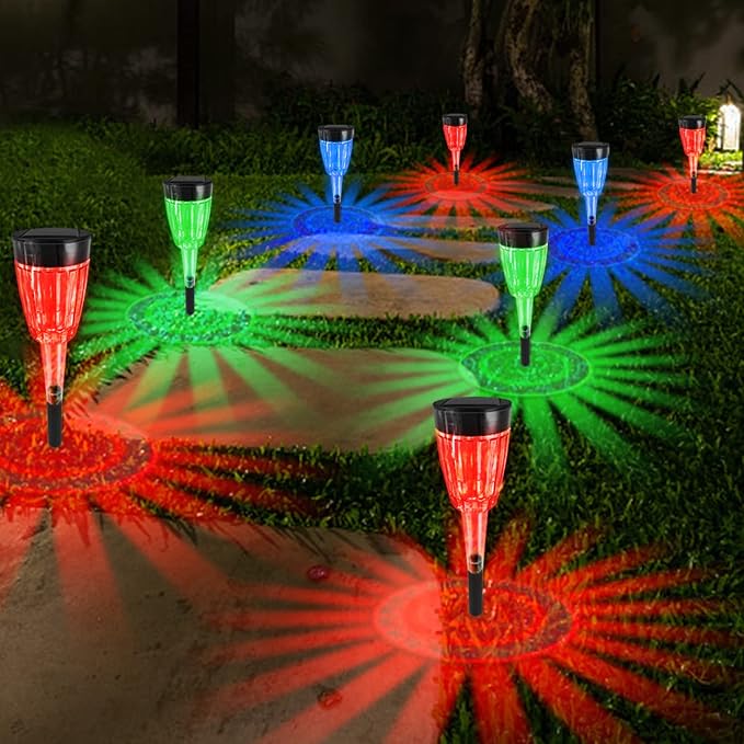 FREECUBE Solar Pathway Lights Outdoor 8 Pack, Color Changing LED Solar Garden Lights with 4 Lighting Modes, Waterproof Auto On/Off Landscape Lights for Walkway Yard Patio Lawn Driveway Holiday Decor
