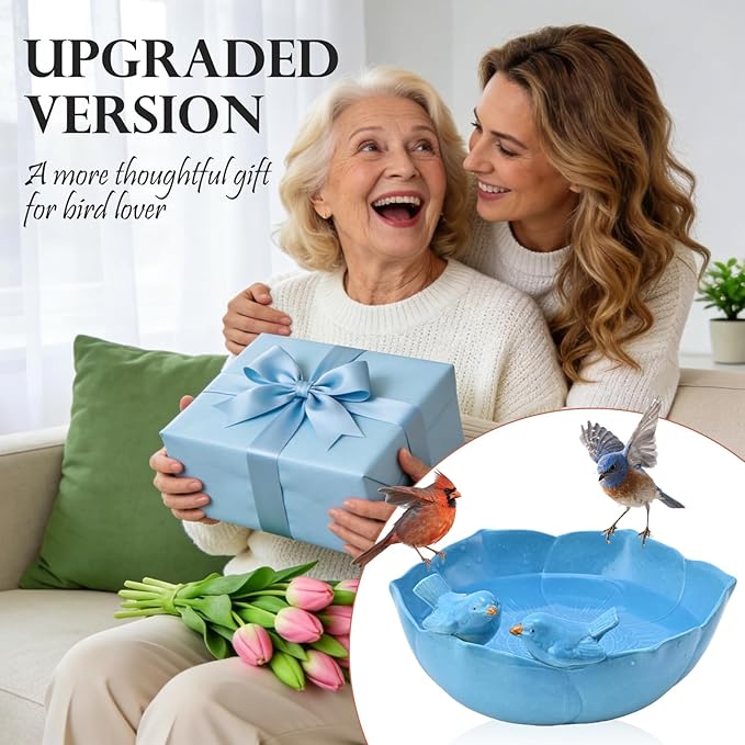 Ceramic Bird Bath for Outdoors, 10.1” Hand-Painted Glazed Ceramic Bird Baths Bowls and Feeders for Outside, UV/Frost-Resistant Finish Ground Garden Table Top Bird Baths Decor for Patio Yard Home Green