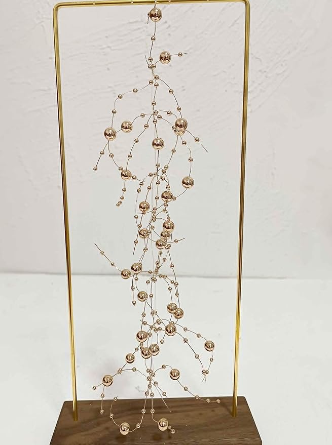TeaSu 24Pcs Pearl String for Floating Candle Centerpieces, Pearl Vase Filler Decor for Wedding Centerpieces (Champagne Gold)