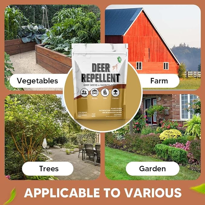 Deer Repellent for Plants, Rabbit Repellent Outdoor, Deer and Rabbit Repellent for Plants, Garden, Trees, Deer Away Safe for People, Pets and Plants, Lasts Up to 60 Days 10 Packs