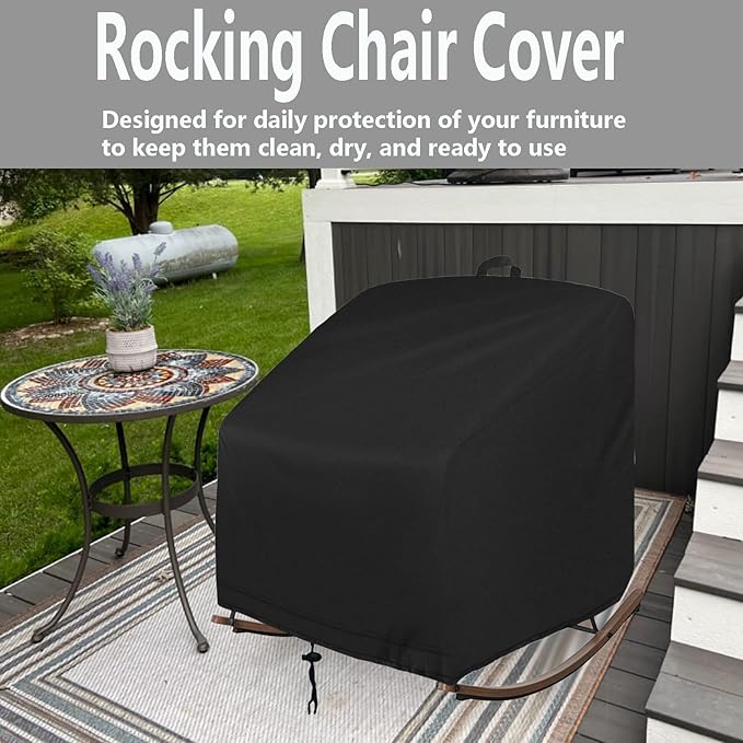 Outdoor Patio Egg Rocking Chair Cover Waterproof, Outdoor Egg Chair Cover for Oversize Rocking Chair and Rattan Wicker Papasan, 39"W x 43"D x 32"H