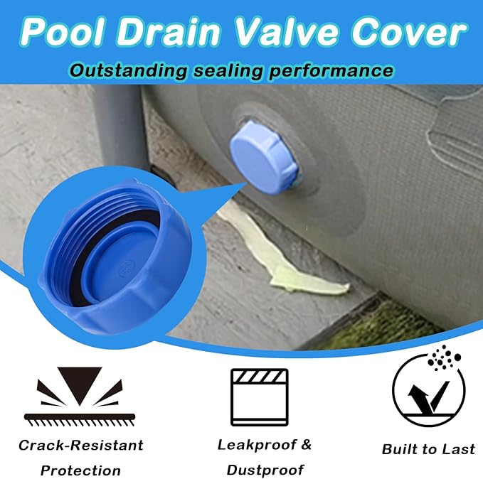 P01006 Drain Valve Cap for Bestway and Coleman Above Ground Pool, Heavy Duty Pool Drain Valve Cap Replacement 2 Pack (Blue)