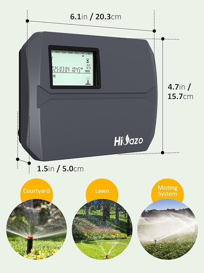 Indoor Smart Sprinklers Controller WiFi, Irrigation Controller Easy Use App Enabled, 8 Zone + 16 Plans, Save Water Auto Skip Rain, Freeze & Wind, 10 Minutes Install