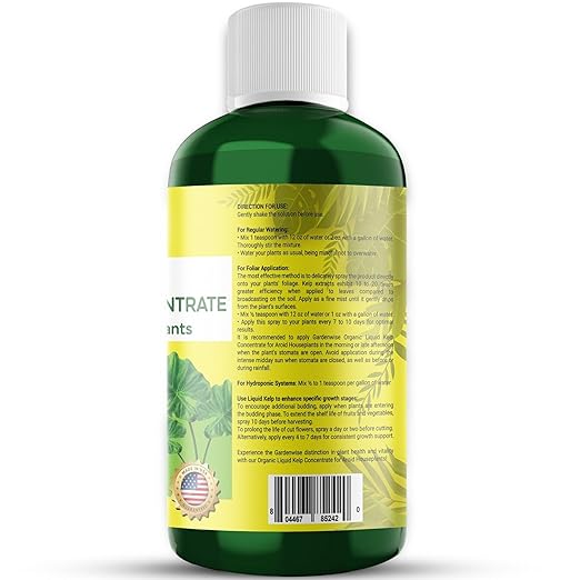 GARDENWISE Organic Premium Seaweed Fertilizer - Liquid Kelp Plant Food for Aroid Houseplants: Monstera, Philodendron, Pothos, ZZ Plant, Dieffenbachia, Alocasia, Caladium (8 OZ)
