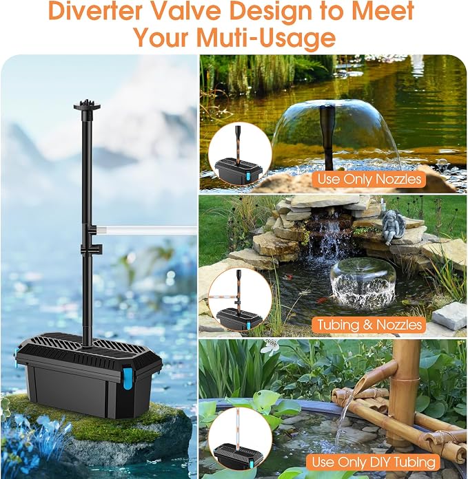 Antfraer 30W Solar Pond Filter with Water Pump Kit, Solar Pond Pump with 6.6FT PVC Tubing & 16.5FT Cord Pond Filter for Outdoor Garden Waterfalls, Koi Ponds & DIY Water Features