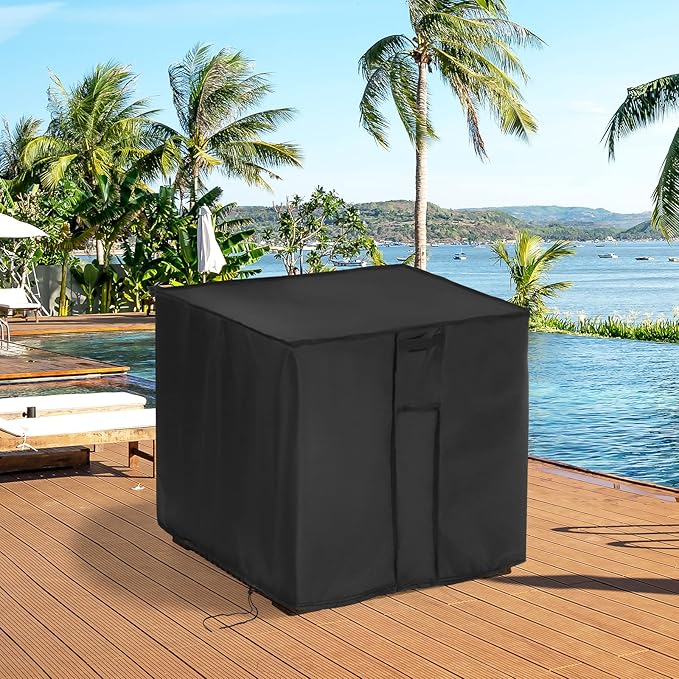Outdoor Table Cover Square 18 Inch, Patio Table Cover for Keter Ice Cube Beer Cooler Table, Waterproof Outdoor Small Bar Table Furniture Cover - 18 X 18 X 18 Inch