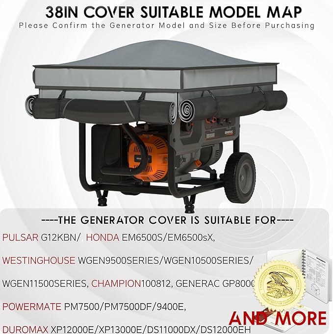 Generator Tent Cover with Bracket,Generator Covers While Running,Rooftop Design,No Water Accumulation,100% Waterproof Heavy Duty Tarps Generator Tent,38 "x28 " x27 ",Gray.