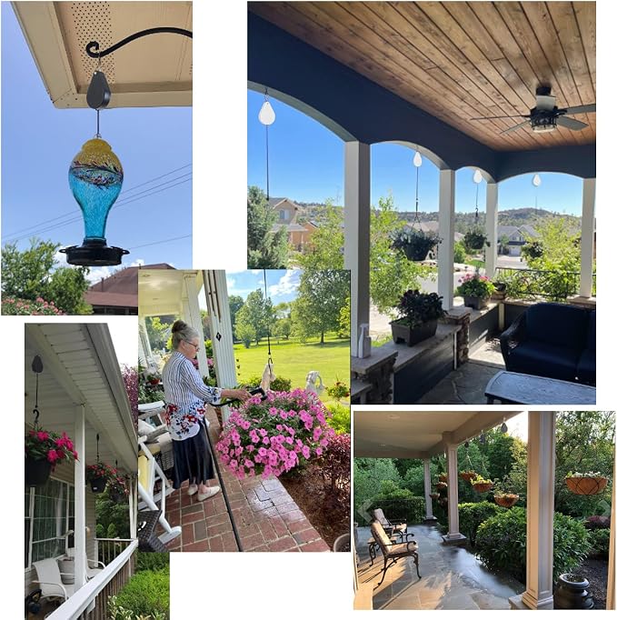 2026 Upgraded Retractable Plant Hanger,Plant Pulleys for Hanging Plants,Easy to Raise and Lower,Quick Lock,Heavy Duty, Adjustable Hook for Garden Baskets Pots,Birds Feeder,(6Pcs,White)