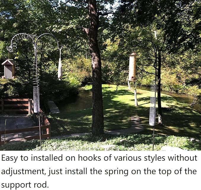 4 Pieces Squirrel Proof Metal Spring Barrier Device Spring Guard Baffle Accessories Outdoor Bird Feeder Protects Hanging Spring Type Coil Poles Raccoon Proof (Black,1.4“)