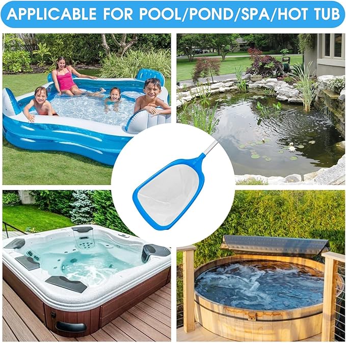 TidyMister Hot Tub Skimmer Spa Net with 12'' Aluminum Pole Ultra Fine Mesh Net Handy Leaf Skimmer for Small Above Ground Pools Pick Up Fine Debris Lightweight Net