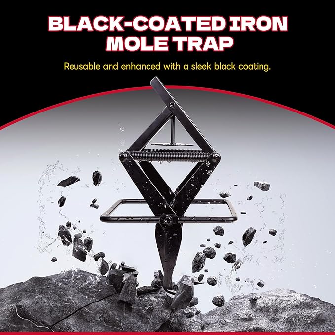 Mole Traps 2 Pack, Scissor Mole Trap that Kill Best,Mole Traps for Lawns Ground,Easy Step Mole Eliminator,Black Coated
