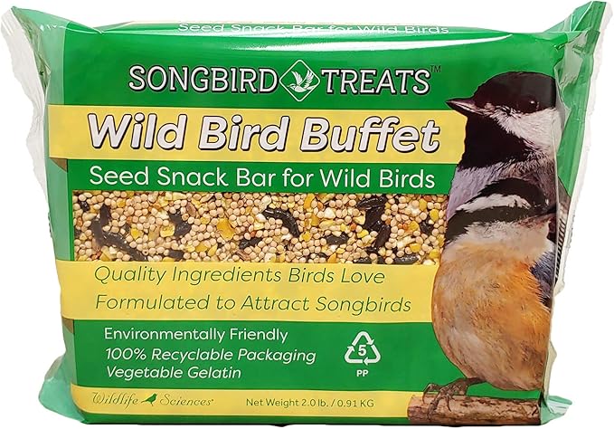 Wildlife Sciences Songbird Treats Seed Cake Variety 4 Pack | Large Seed Cakes for Wild Birds | 1.5-2 lb Each