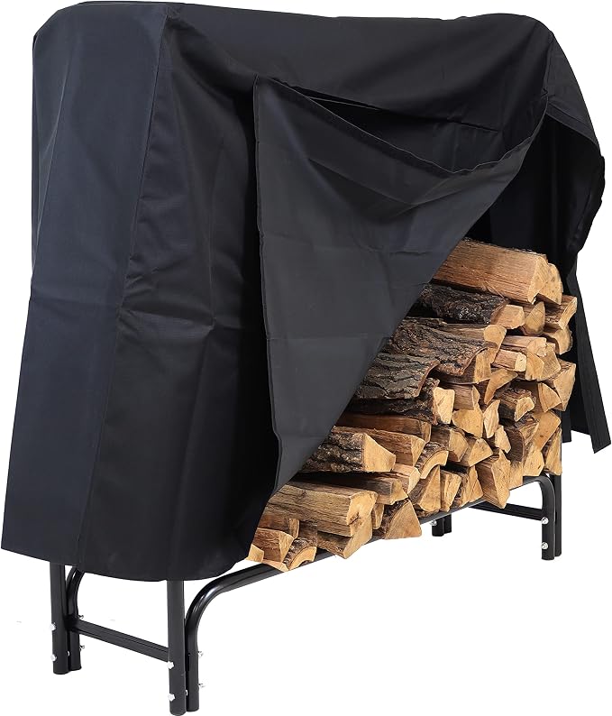 Sunnydaze 2-Foot Firewood Log Rack Cover - Heavy-Duty Weather-Resistant PVC Construction - Black