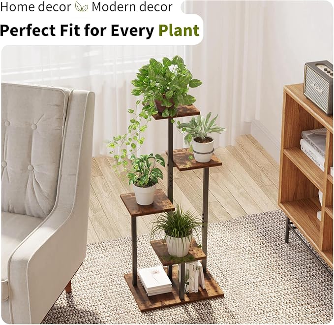 4 Tier Plant Stand Indoor, Multiple Plant Stands for Indoor Plants | Sturdy wood structure, space-saving corner design. Multi-layer rack holds multiple potted plants,ideal for living room