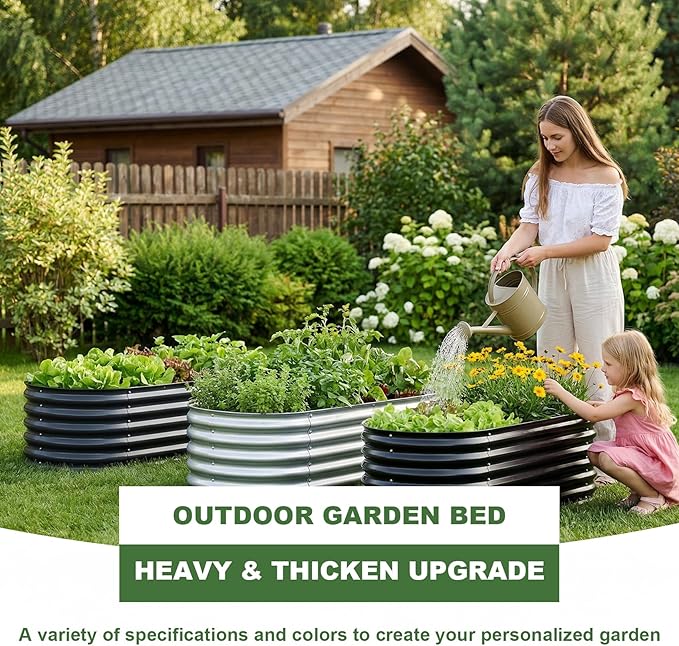 AHEONLAR 3 Pack 4×2×1.5ft Galvanized Raised Garden Bed Outdoor, Sturdy Planter Boxes for Vegetables, Fruits, Flowers and Plants, Easy Assembly, Silver