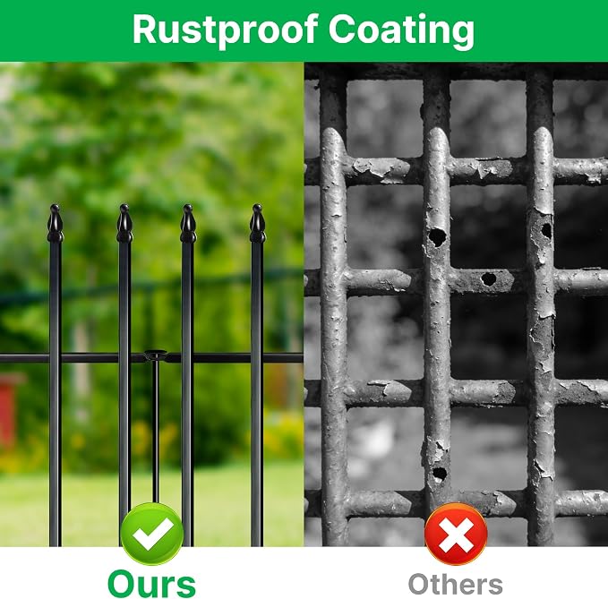 Thealyn Metal Decorative Garden Fence 42" H x 30" W (5 Panels, Total Length 12.5 feet), Metal Border Folding Fence, Landscape Fencing Dog Fence Pet Fence for Flower Bed, Yard, Animal Barrier
