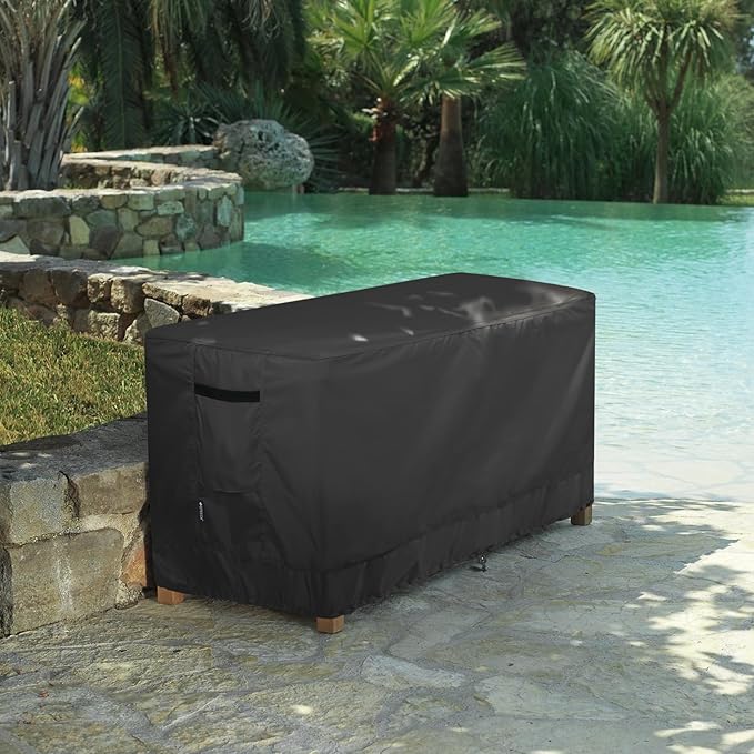 Patio Deck Box Cover Waterproof Outdoor Rectangular Storage Bench Cover 52L x 28W x 26H inch, Black