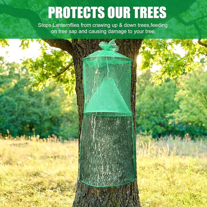 Qualirey 2 Pack Spotted Lanternfly Traps Lantern Fly Killer Mesh Tree Trap with Jute Rope and Nails Effective Way to Catch Lantern Flies and Nymphs (Green)