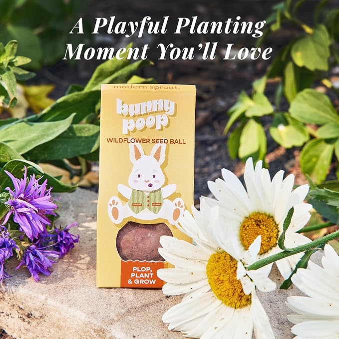 Modern Sprout Wildflower Seed Ball Poop - Eco-Friendly Gift - Non-GMO Hand-Rolled Clay Seed Bombs w/Wildflower Seeds - Plop Plant & Grow Gardening Gift Set for Kids & Adults - (Easter Plop-Pack of 3)