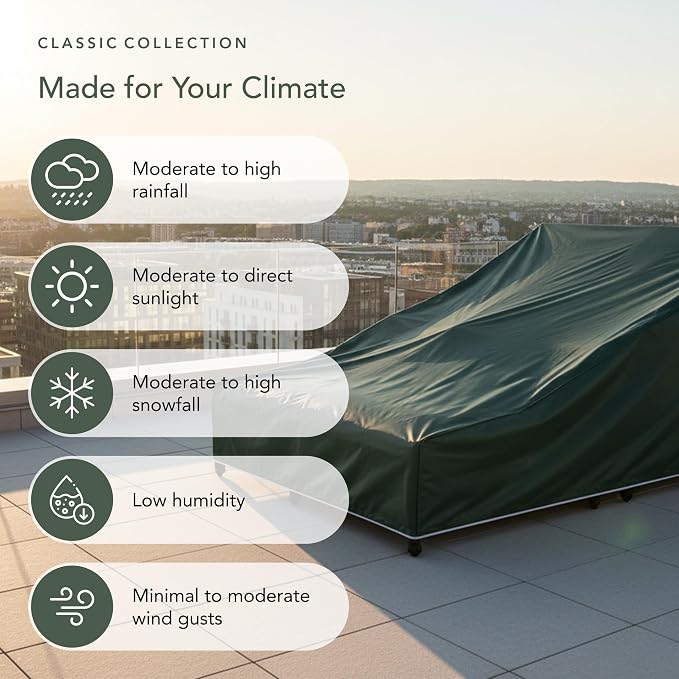 Covermates Classic Double Chaise Lounge Cover – Weather-Resistant Vinyl Outdoor Furniture Cover with Mesh Vent, Elastic Hem, UV Protection, Lightweight Patio, 63W x 82D x 38H, Green