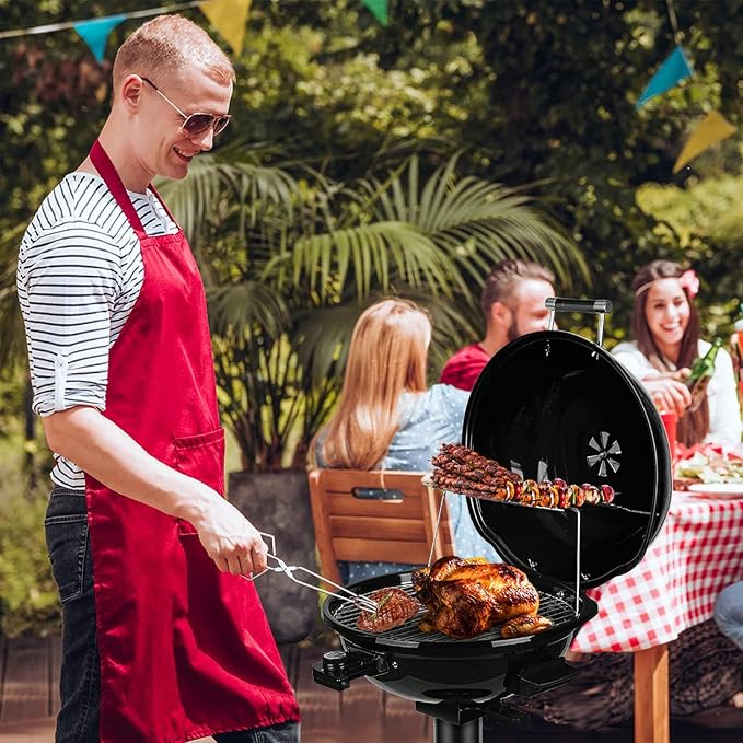 Techwood 1600W Indoor Outdoor Electric Grill, Electric BBQ Grill, Portable Removable Stand Grill, Black