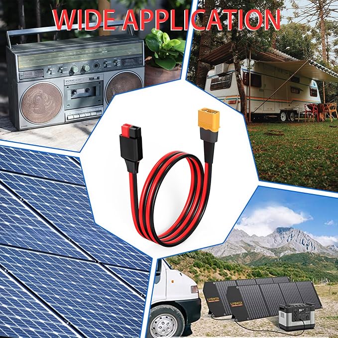 ELFCULB XT60 to Anderson Adapter,12AWG XT60 Male to Anderson Connector Cable for Portable Power Station UAV RC Battery (2FT)