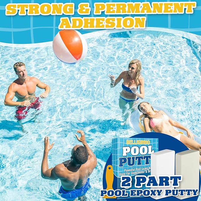 Epoxy Putty, 17.6 oz. Pool Putty, Underwater or Above Fast Repair, Fix Leaks, Cracks, Filling, Sculpting, 2 Part Pool Epoxy Putty for Tile, Concrete, Fiberglass, Cement and Other Surfaces (White)