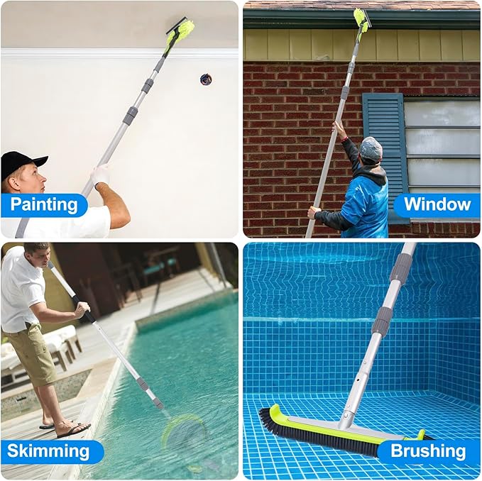 Sepetrel Pool Pole-Upgraded Professional 12 Foot Telescoping Swimming Pool Pole with Threaded Tips,Adjustable Telescopic Poles,for Skimmer Net,Brush,Vacuum Head