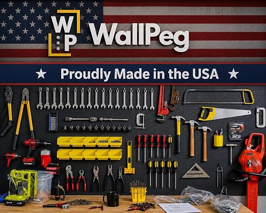 WallPeg Pegboard Panels Garage Organization - 12 ea (24"x16") Black Peg Board Panel Set - (PB-1-B) Tool Organizer, Crafts, Shop, Home, Office, Wall Storage Kit