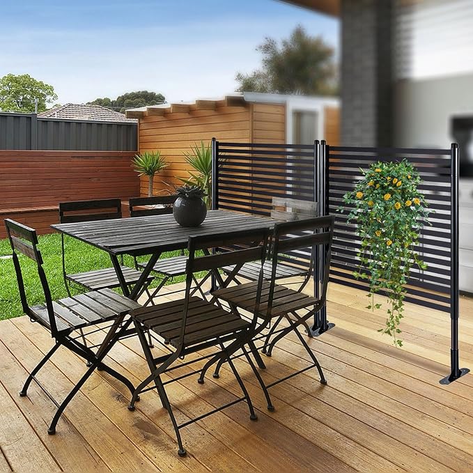 Freestanding 3FT W x 4FT H Outdoor, PE Galvanised Steel Pipes with UV & Rust Resistant Coating, Splicable Decoration Fence Privacy Screen, 36.1x8.7x47.2 Inches, Brown