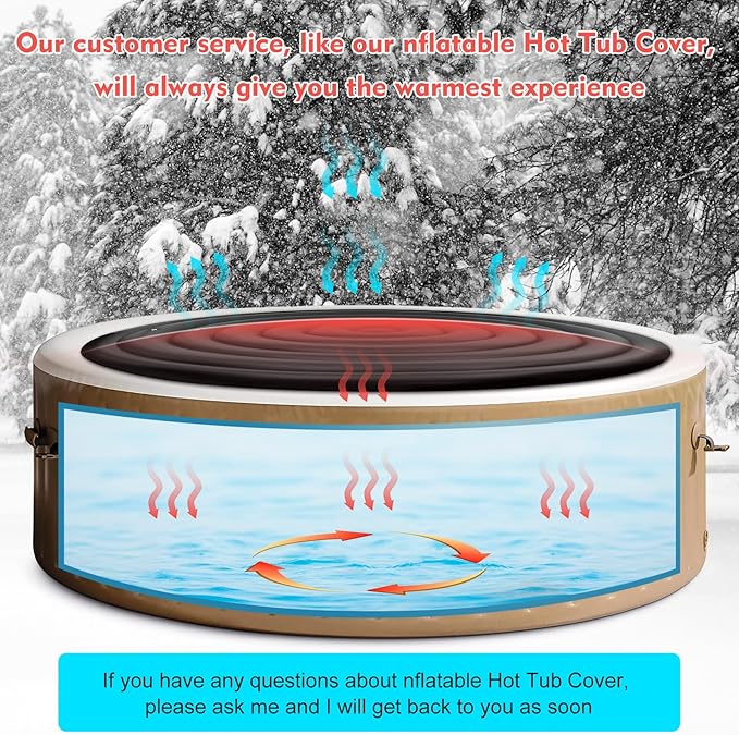 Inflatable Hot Tub Cover Round Replacement All Saluspa Intex Spa Covers Insert One Size Fits All Insulated Thermal Energy Saving Hot Tub Lid Round Replacement Used for Rain-Proof Snow-Proof spa Cover