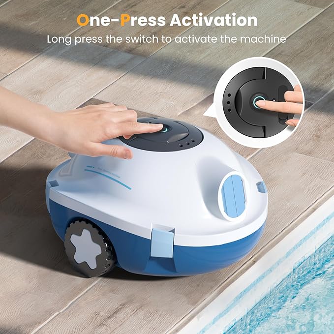 Y10 Cordless Robotic Pool Cleaner, Automatic Pool Vacuum - 120 Mins Runtime, Powerful Suction, Self-Parking, Lightweight for Above/Inground Pools Up to 65ft/1100 Sq.Ft (White)
