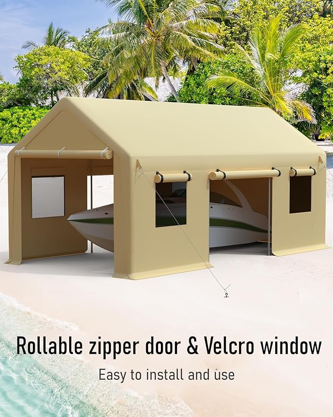 GarveeLife 10 ft x 20 ft Portable Carport Replacement Doors 2Pcs Yellow