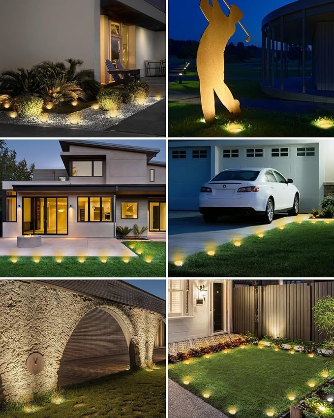 btfarm 30 Pack Solar Lights Outdoor, 8 LED Solar Ground Lights IP65 Waterproof Flat Solar Disc Light, Pathway Lights for Garden Lawn Patio Yard Path Landscape, Warm White