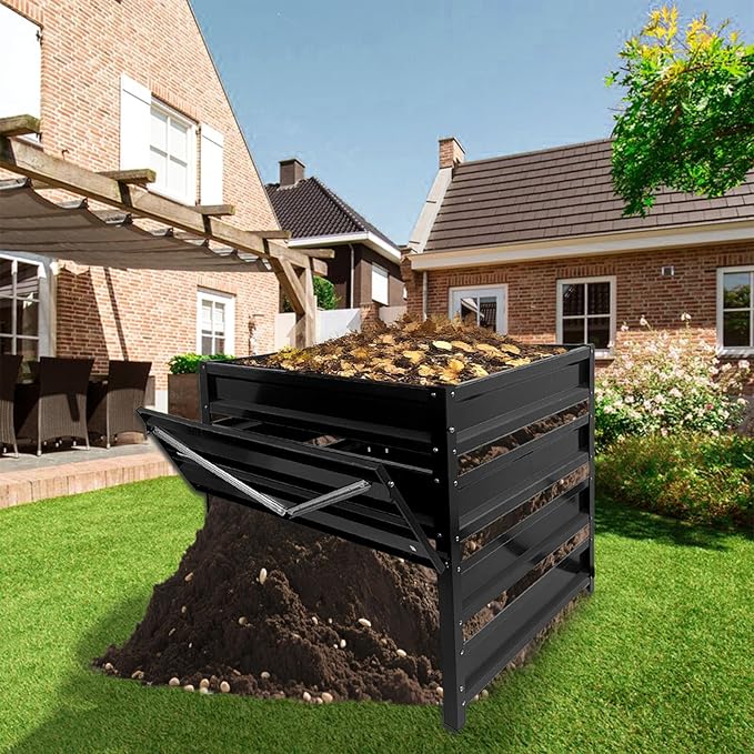 Compost Bin Outdoor - 170 Gallon Metal Wire Mesh Compost Bins with Rust-Proof Coating, Compost Bin for Yard Waste, Leaves & Kitchen Scraps, 31.5(L)*31.5(W)*39.4(H) inch
